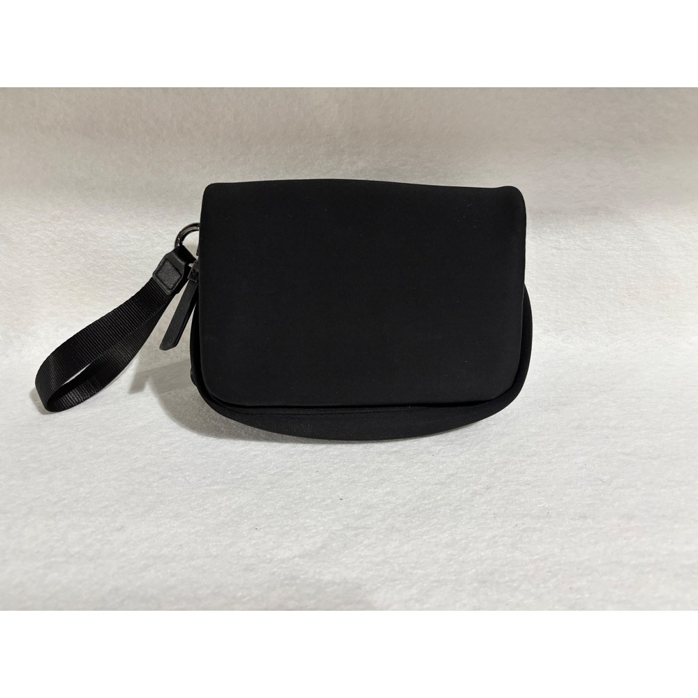 Aldi Neoprene Convertible Belt Bag Wristlet Black Neon Green Lining 827460